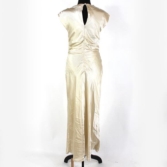 Reformation Veida Silk Maxi Dress NEW Almond Fitted A Line Cap Sleeves Size 6 - Picture 6 of 8